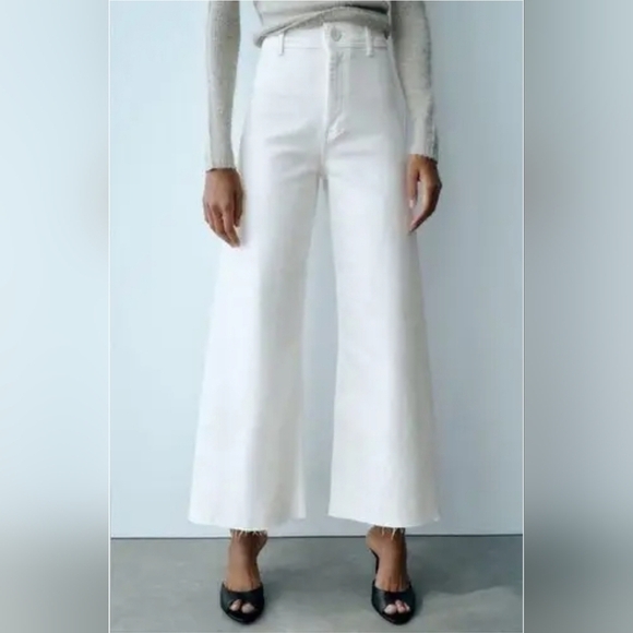 Zara Off White The Marine Straight High Rise Slim Fit Relaxed Leg Jeans Size 10 - Picture 2 of 13